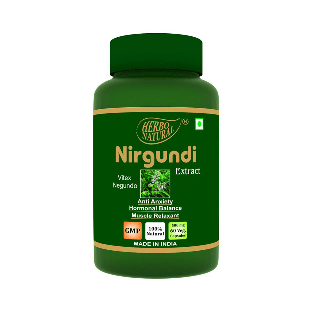 Herbo Natural Nirgundi (Vitex Negundo) Extract 500mg Veg Capsule