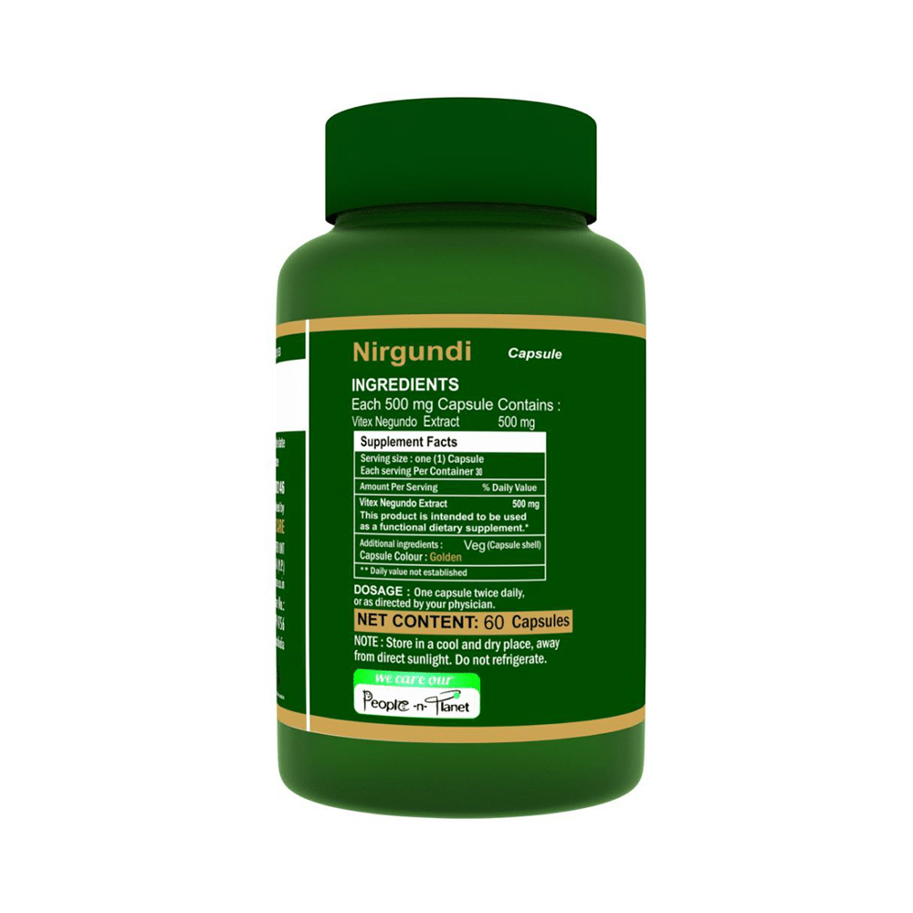 Herbo Natural Nirgundi (Vitex Negundo) Extract 500mg Veg Capsule - Image 2
