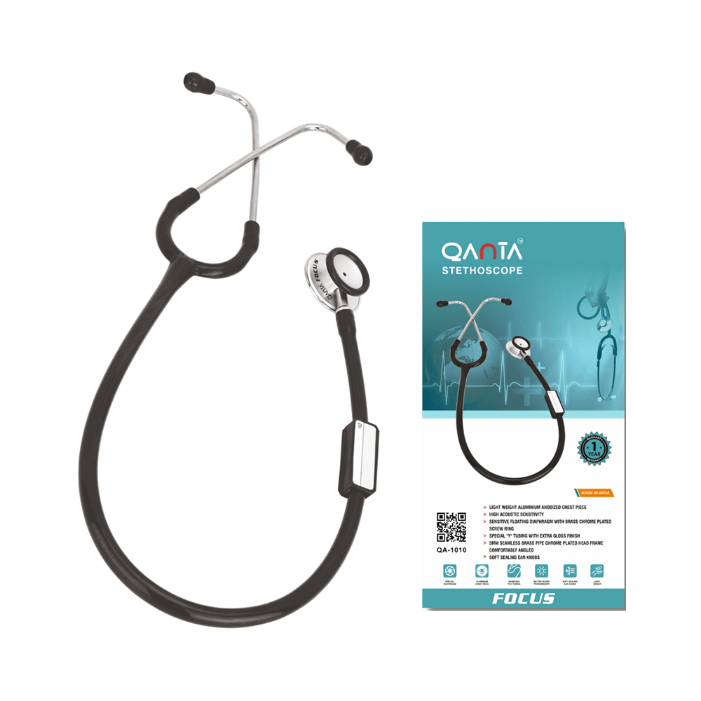 Qanta QA-1010 Stethoscope Focus With Aluminium Anodized Chest Piece Black - Image 1