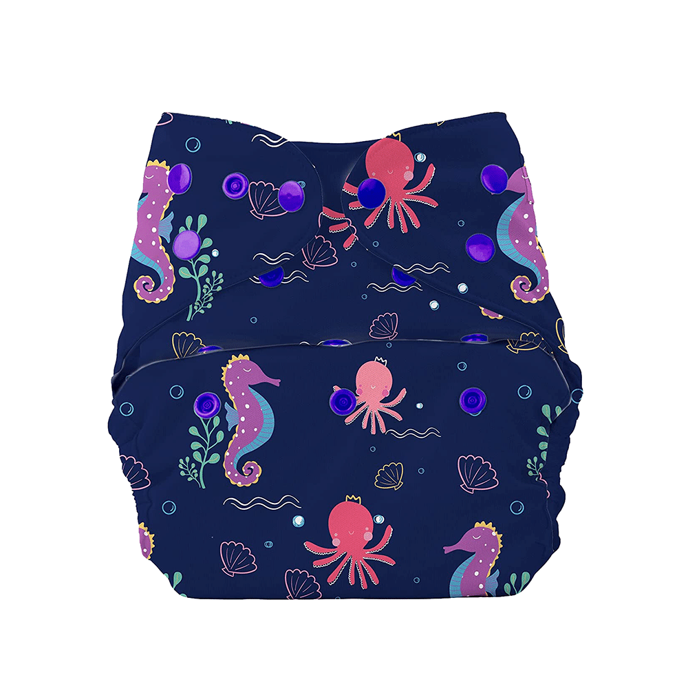 Bumberry Adjustable Reusable Cloth Diaper Cover Without Inserts Seahorse - Image 1