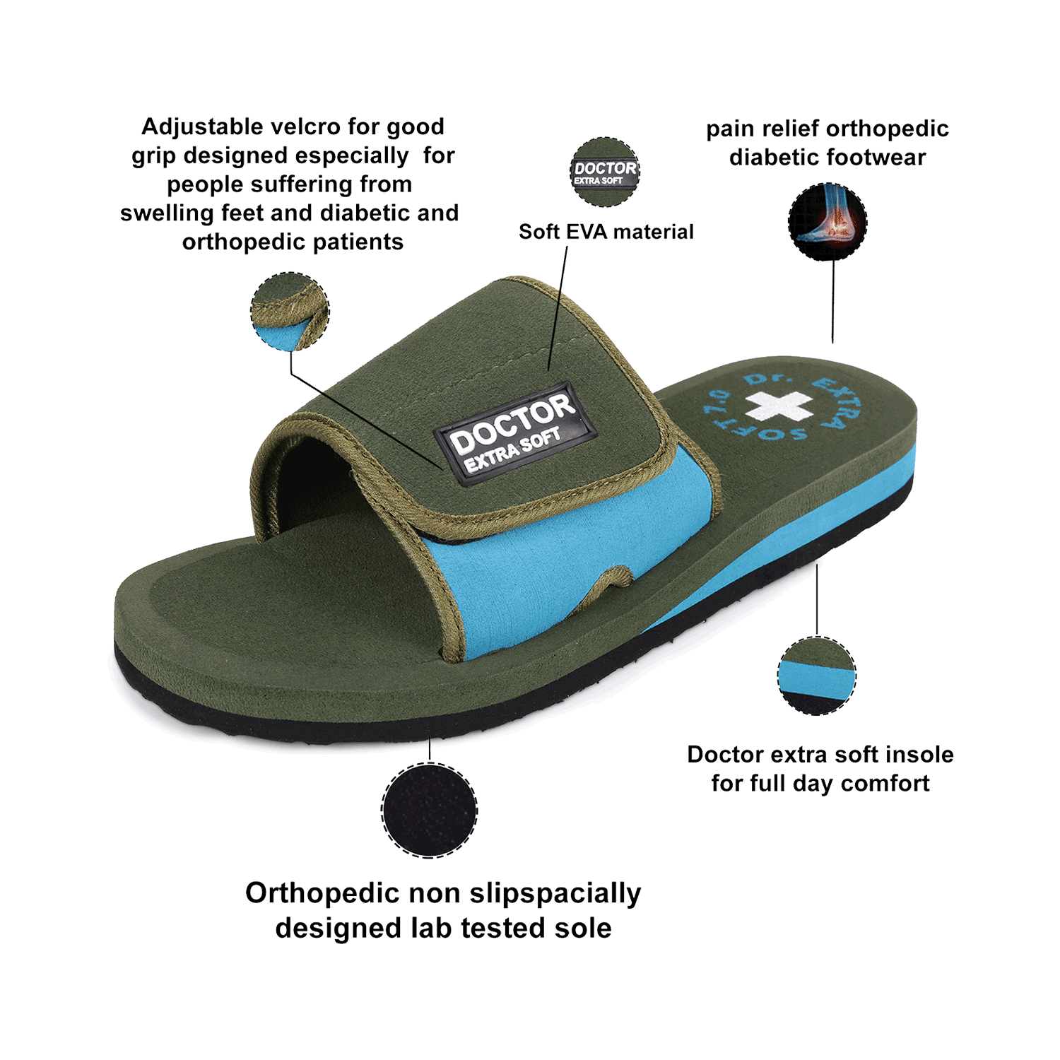 Doctor Extra Soft D-52 Flipflops and House Slippers for Women’s Olive 7 - Image 6