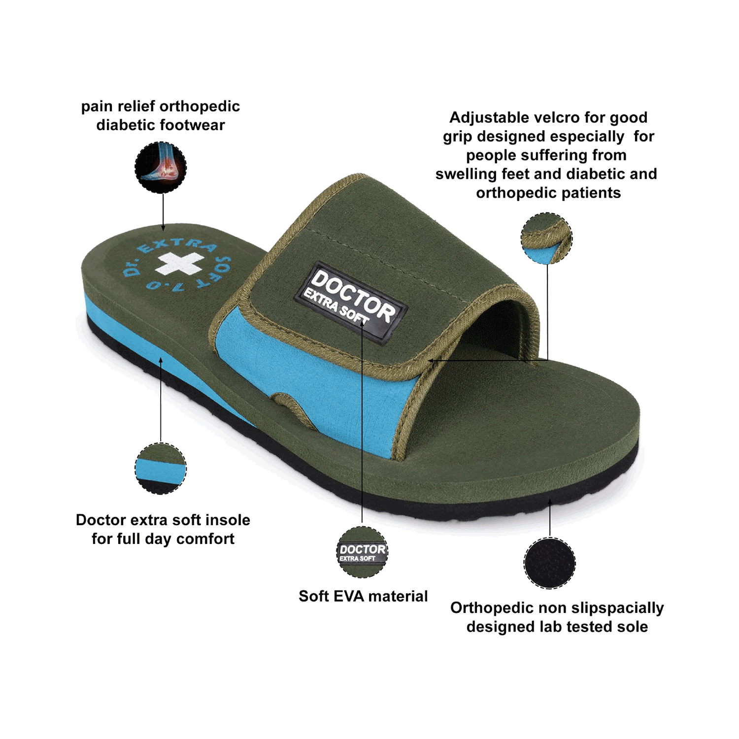 Doctor Extra Soft D-52 Flipflops and House Slippers for Women’s Olive 7 - Image 4