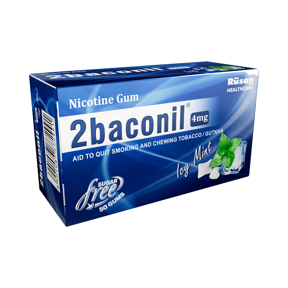 2baconil 4mg Nicotine Gums for Quit Smoking / Tobacco (For More Than 20 Cigarette/Day Smoker) Mint - Image 3