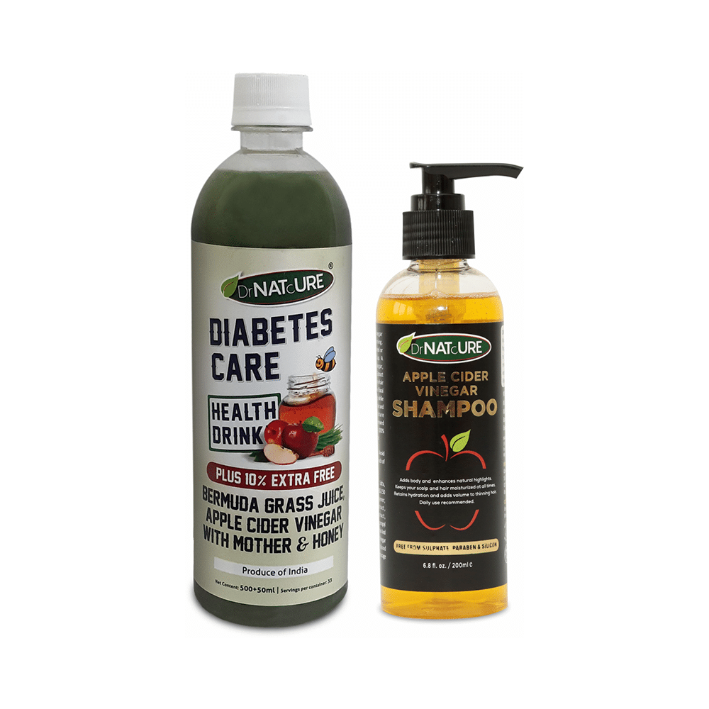 DrNATcURE Apple Cider Vinegar with Bermuda Grass & Honey with Apple Cider Vinegar Shampoo 200ml Free