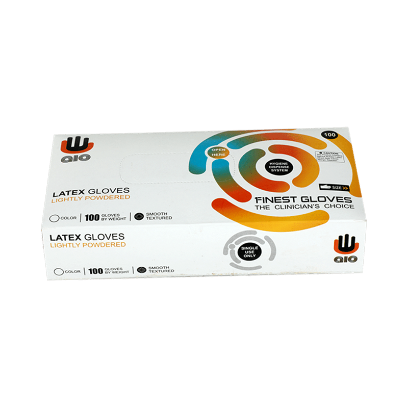 AIO Medium White Latex Gloves (Lightly Powdered) - Image 2