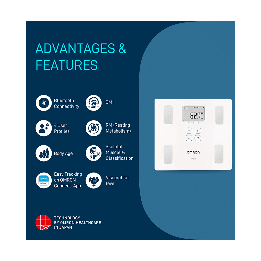 Omron HBF 222T Complete Digital Body Composition Monitor with Bluetooth - Image 4