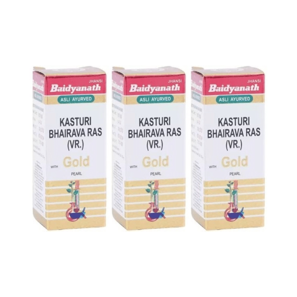 Baidyanath Kasturi Bhairava Ras VR with Gold Pearl Tablets(10 Each)