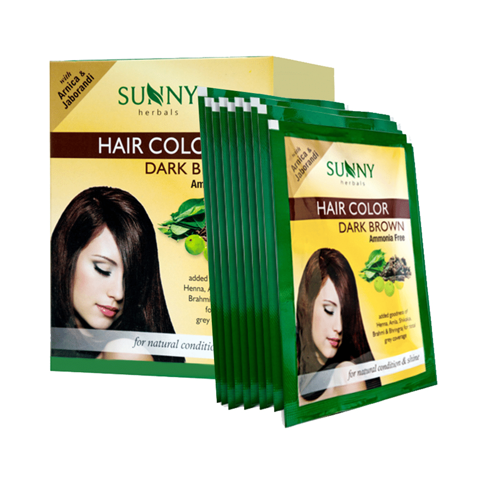 Sunny Herbals Hair Color 12 Sachets Dark Brown