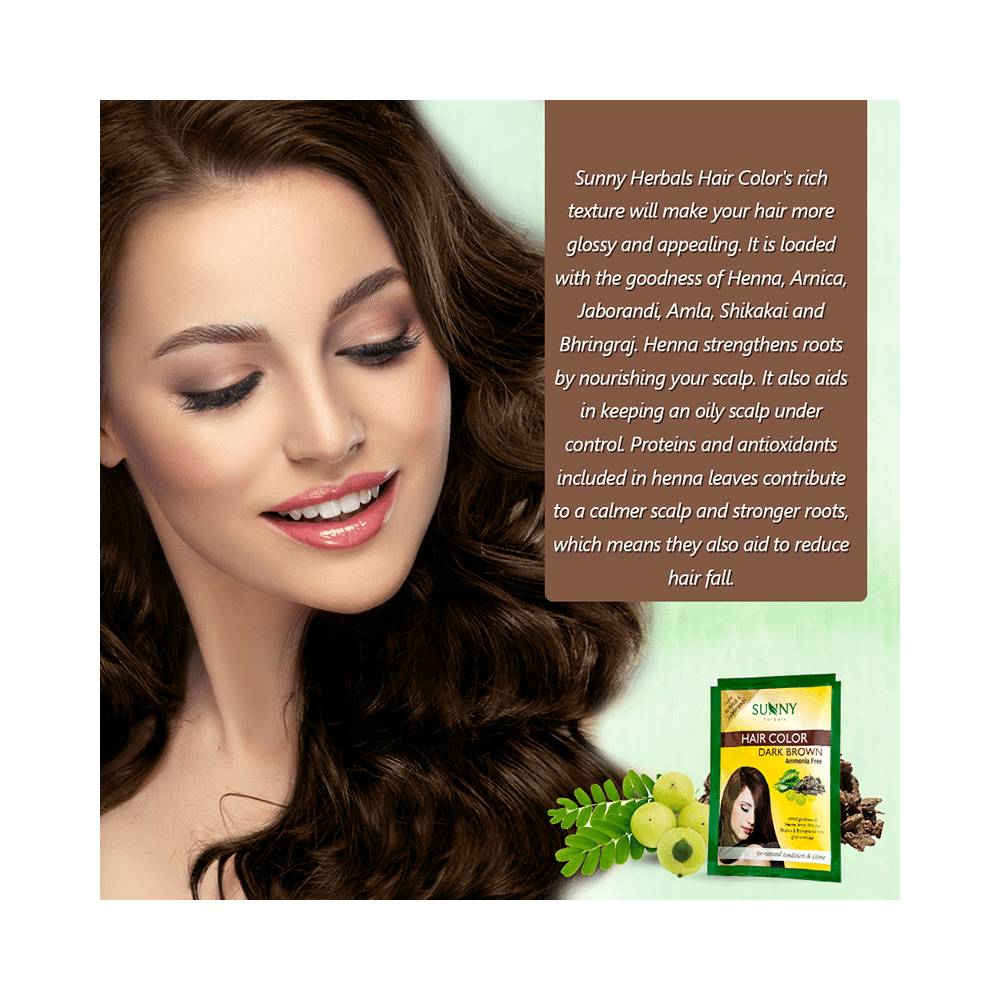 Sunny Herbals Hair Color 12 Sachets Dark Brown - Image 3