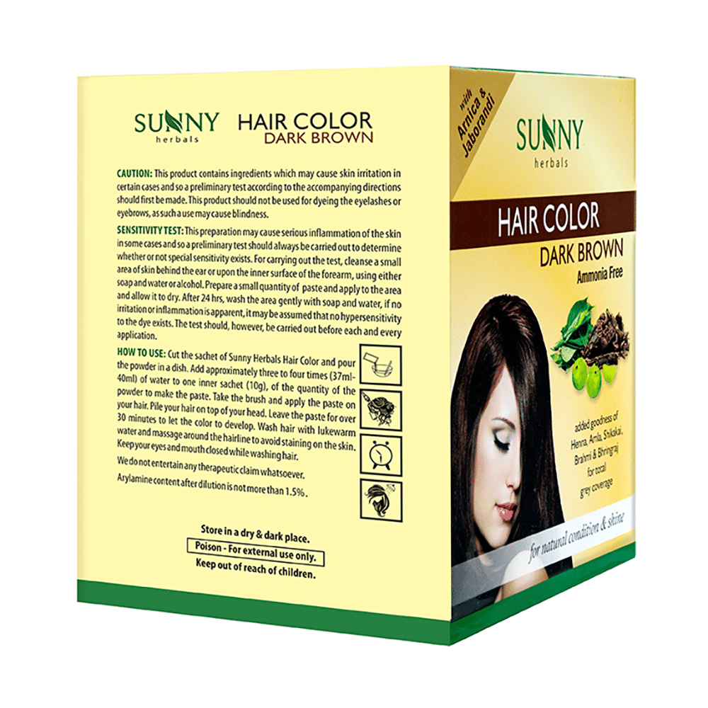 Sunny Herbals Hair Color 12 Sachets Dark Brown - Image 2