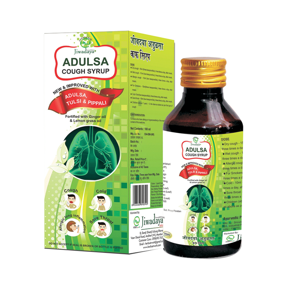 Jiwadaya Adulsa Cough Syrup (100ml Each) - Image 1