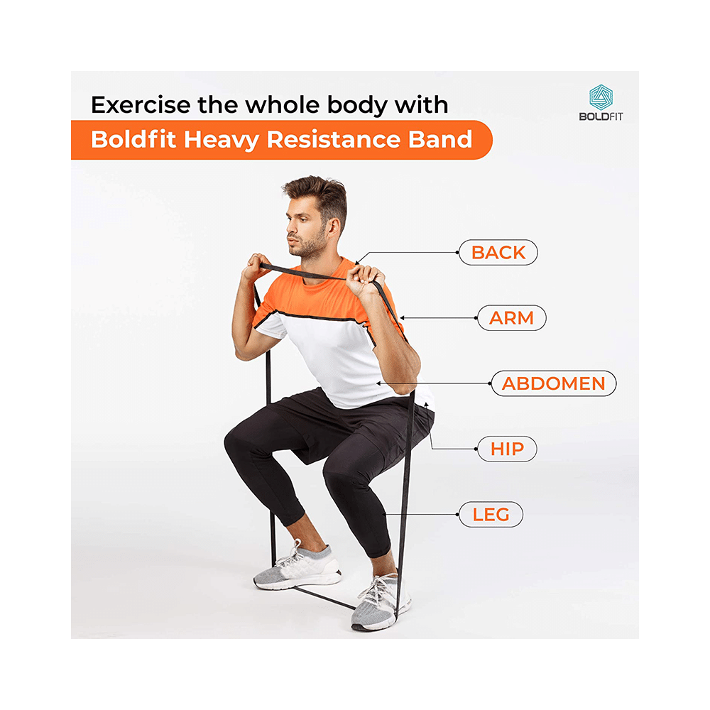 Boldfit Heavy Resistance Band for Exercise & Stretching Black 15-30kg - Image 4