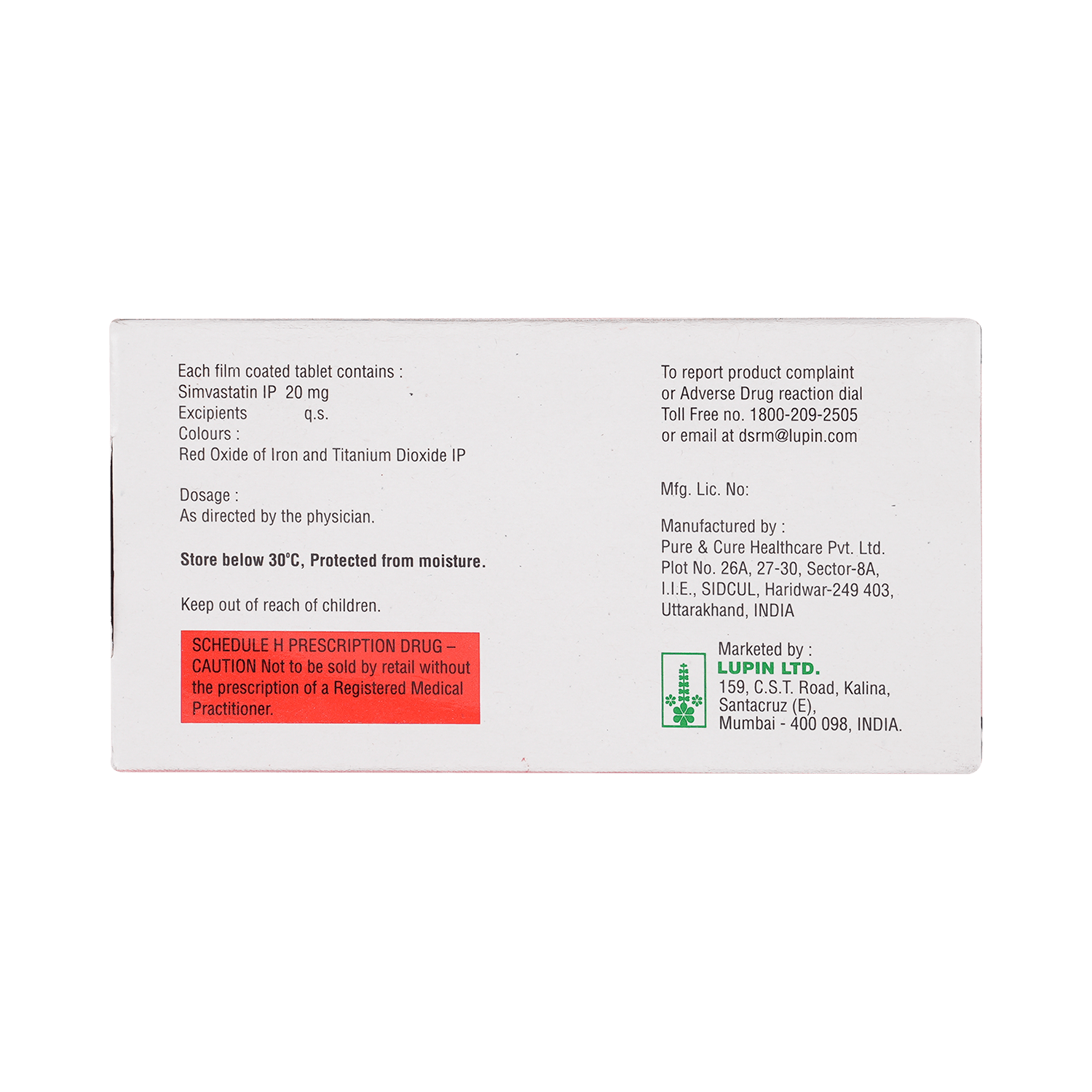 Simlup 20mg Tablet - Image 3