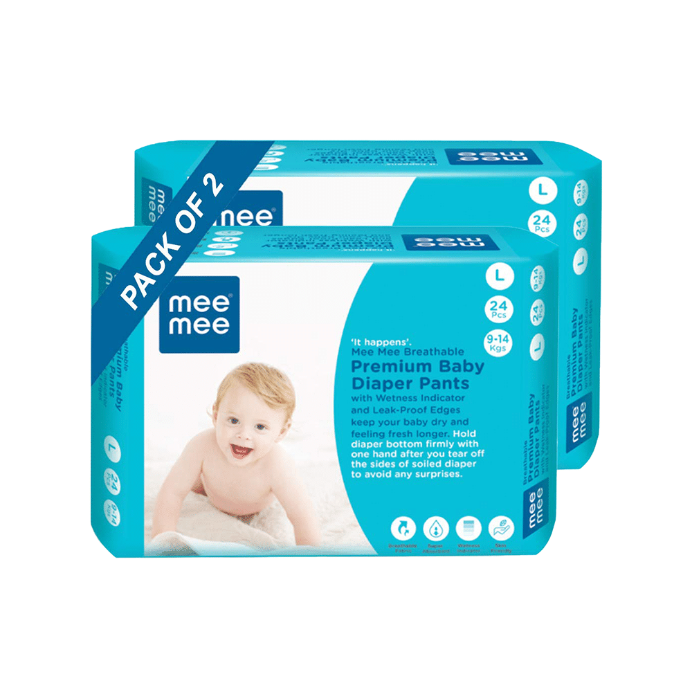 Mee Mee Breathable Premium Baby Diaper Pants with Wetness Indicator (24 Each) Large - Image 1