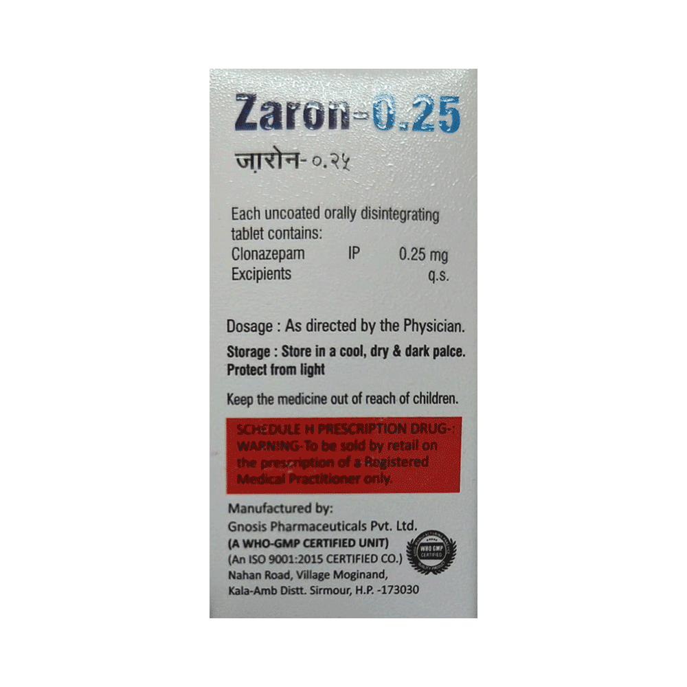 Zaron 0.25 Tablet MD - Image 2
