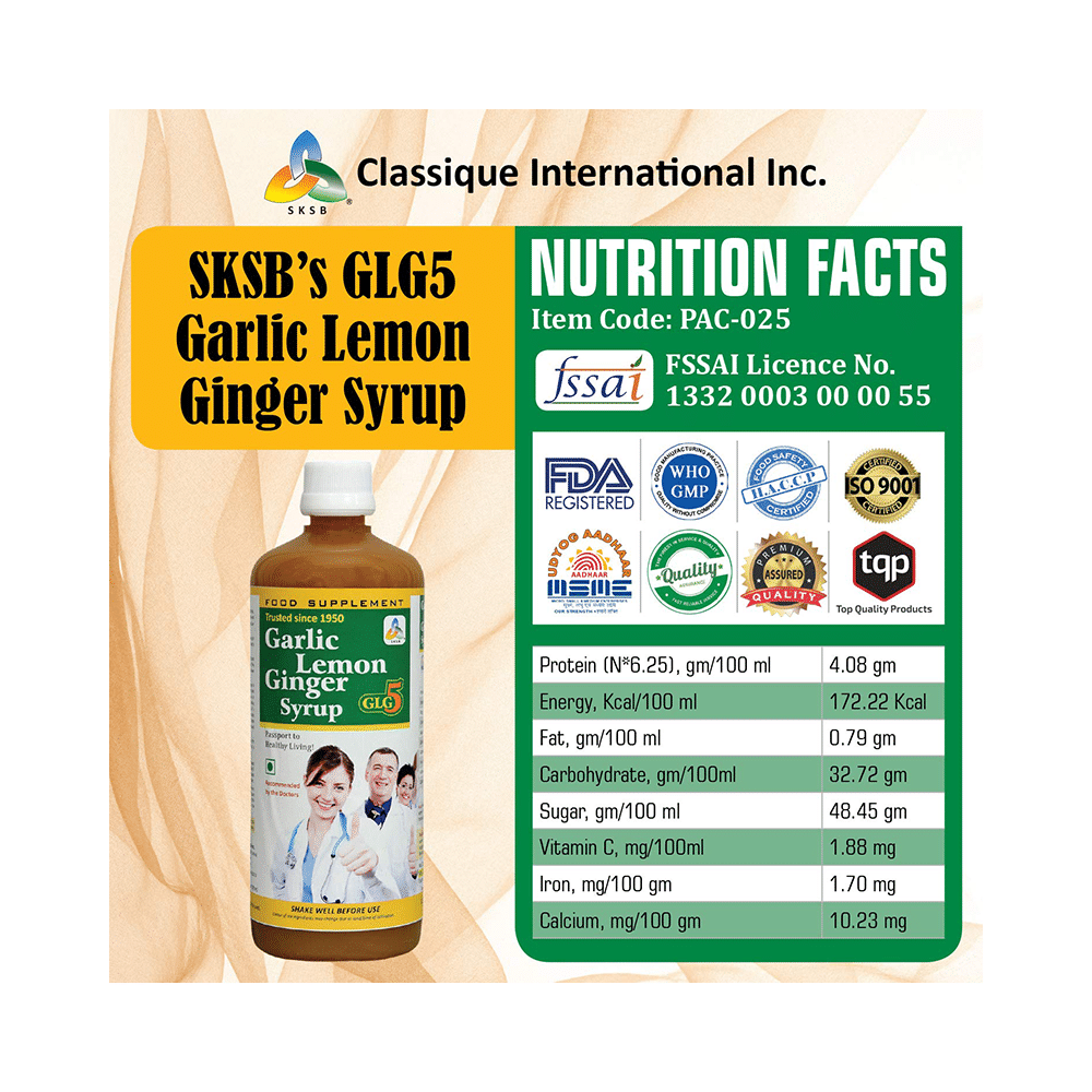SKSB Garlic Lemon Ginger GLG5 Syrup - Image 4