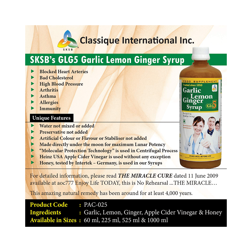 SKSB Garlic Lemon Ginger GLG5 Syrup - Image 3
