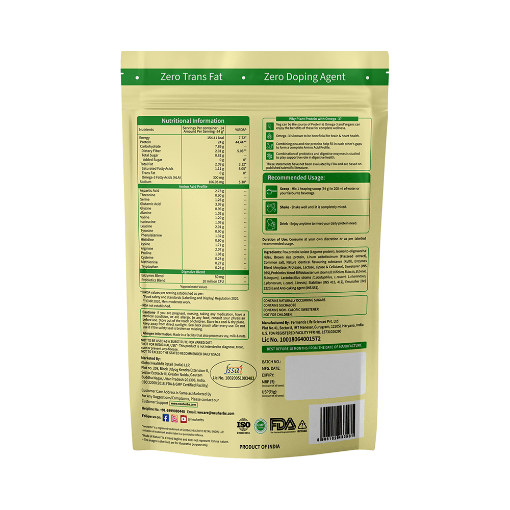 Neuherbs True Plant Protein Powder with Omega-3 Kulfi - Image 2