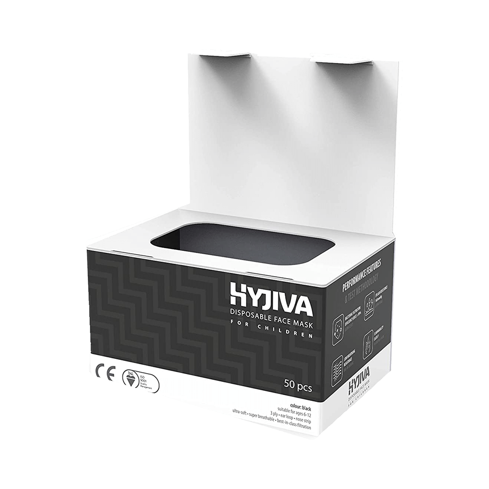 Hyjiva 3 Ply Disposable Face Mask for Children Black - Image 2