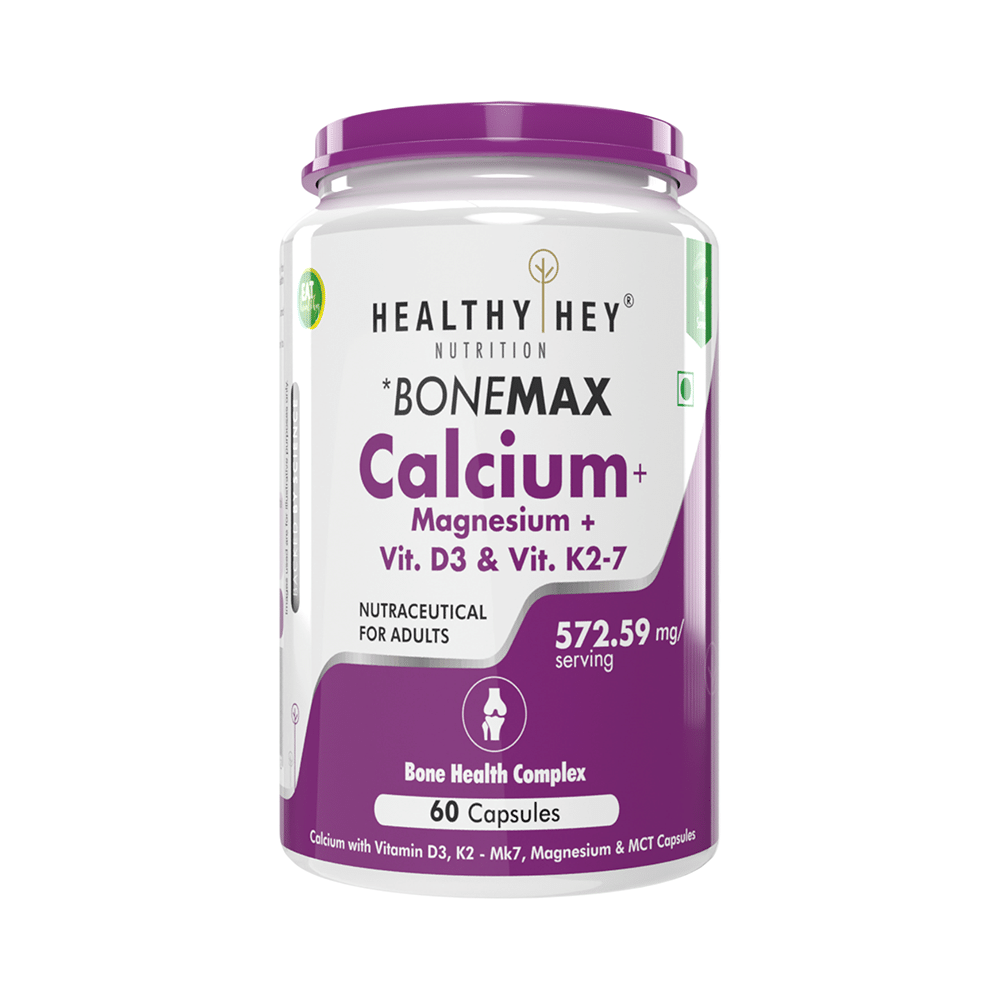 HealthyHey Nutrition Bonemax with Calcium, Magnesium, Vit D3 & K2-7 | For Bone Health | Capsule