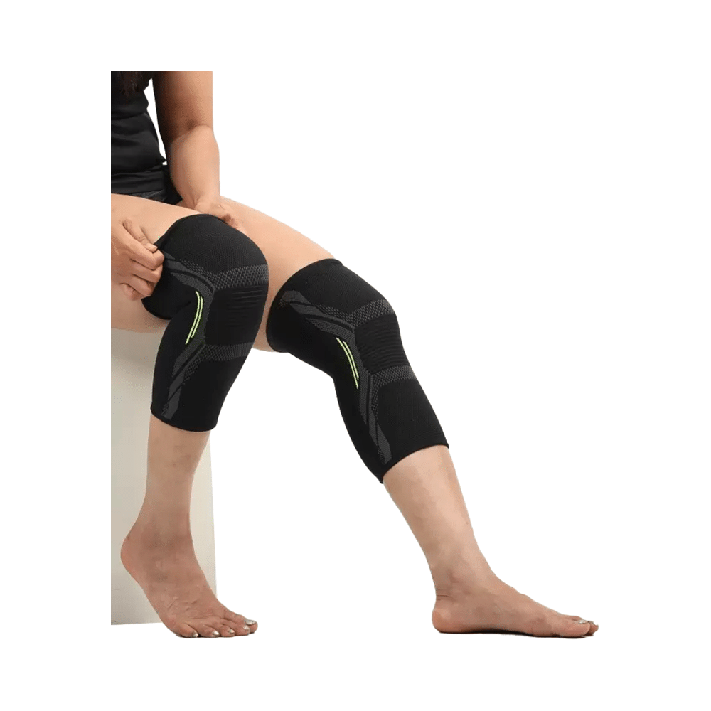 Haxor Silverage Designer Knee Support  Black Large - Image 1