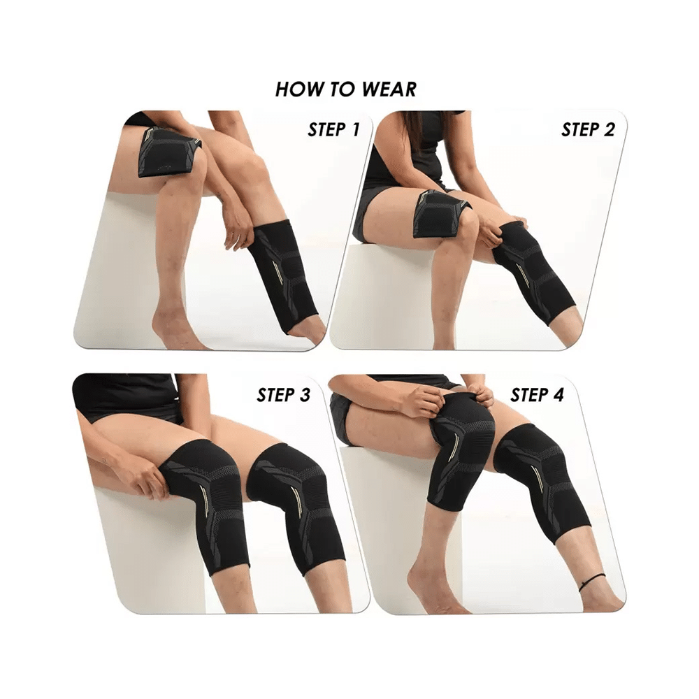 Haxor Silverage Designer Knee Support  Black Large - Image 4