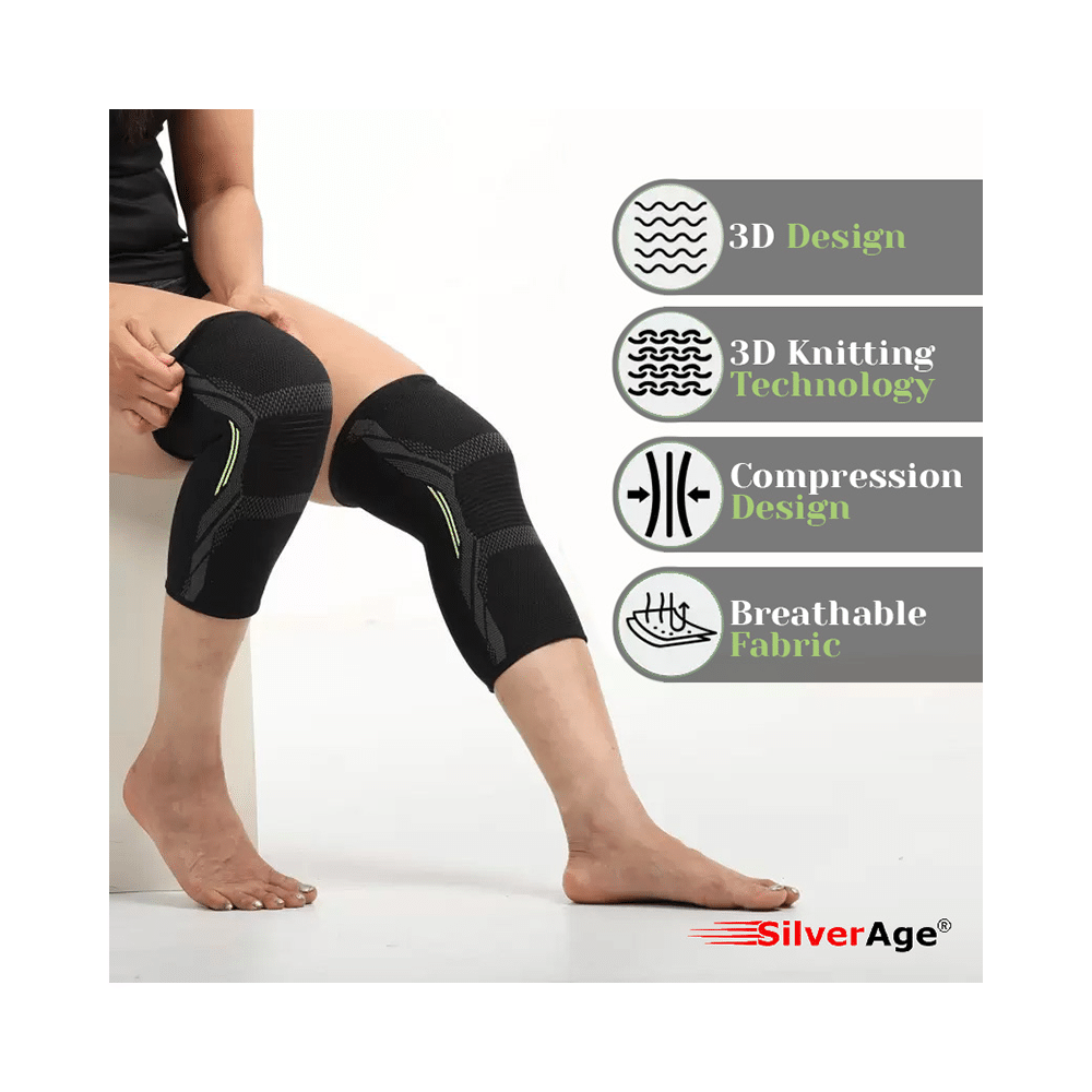 Haxor Silverage Designer Knee Support  Black Large - Image 3