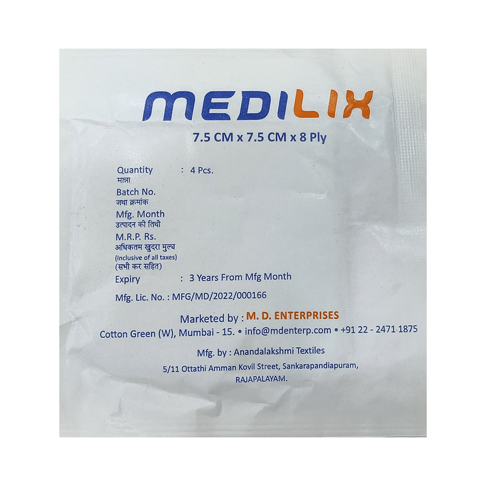 Medilix Gauze Swab Pack 7.5cm x 7.5cm x 8ply - Image 2