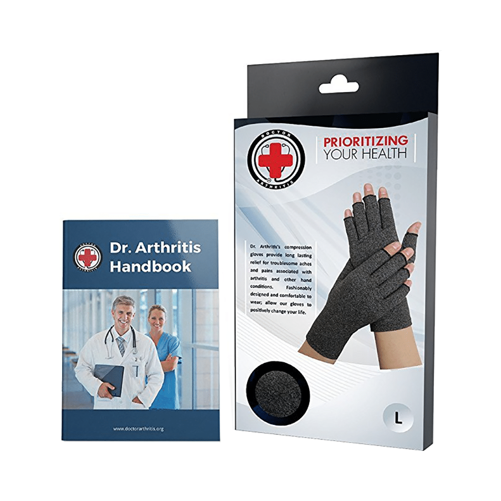 Dr. Arthritis Compression Gloves & Doctor Written Handbook Small Grey - Image 2