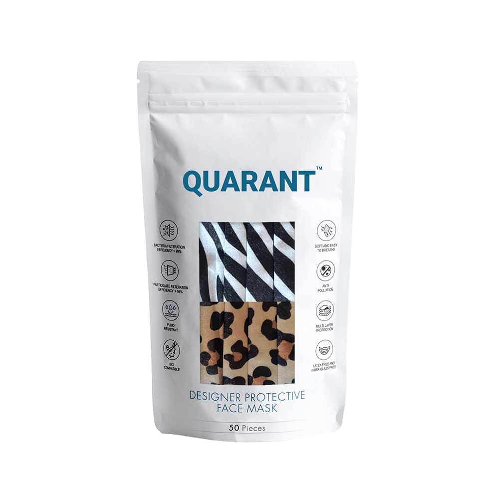 Quarant 4 Ply Designer Protective Face Mask Mask Animal Print Multicolor - Image 2