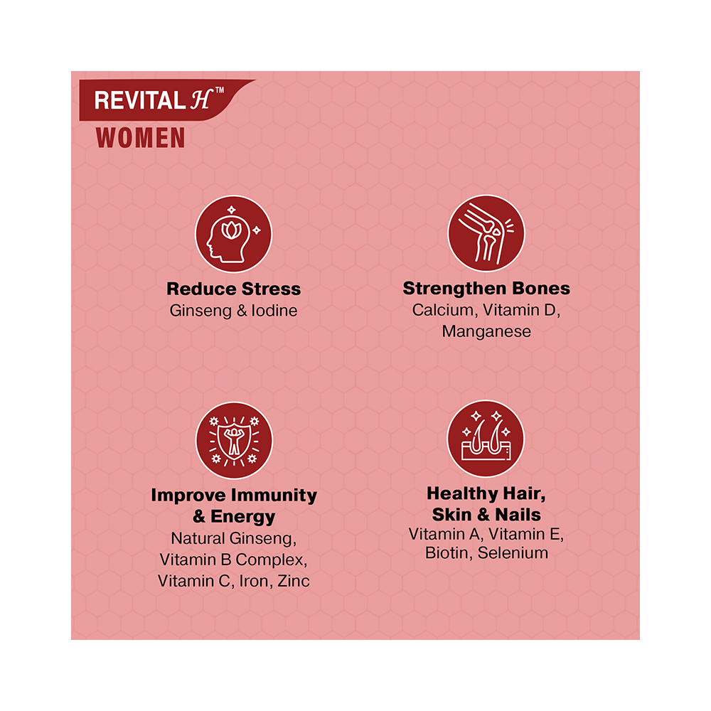 Revital H Woman Tablet with Multivitamins, Calcium, Zinc & Natural Ginseng | For Daily Immunity, Strong Bones & Energy - Image 9