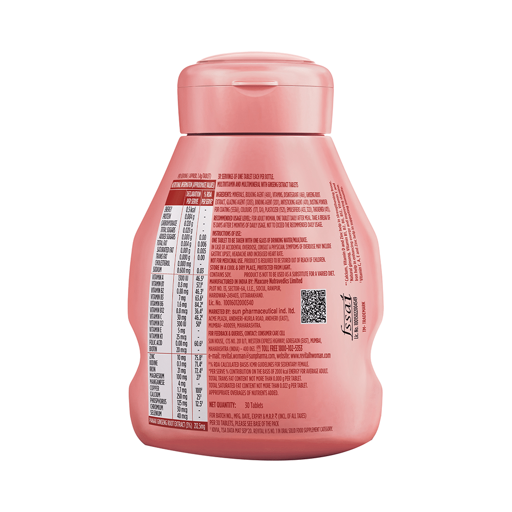 Revital H Woman Tablet with Multivitamins, Calcium, Zinc & Natural Ginseng | For Daily Immunity, Strong Bones & Energy - Image 3