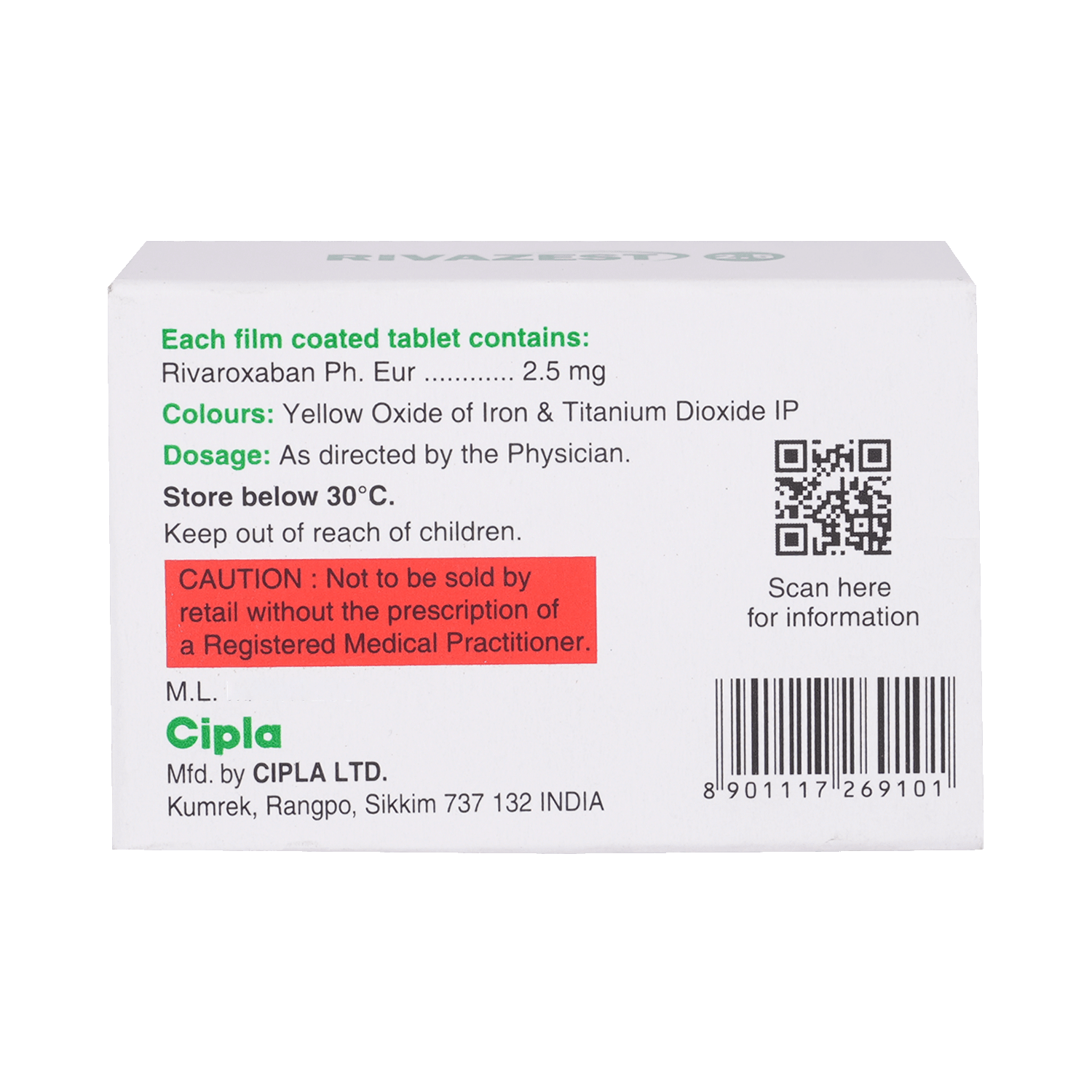 Rivazest 2.5mg Tablet - Image 3