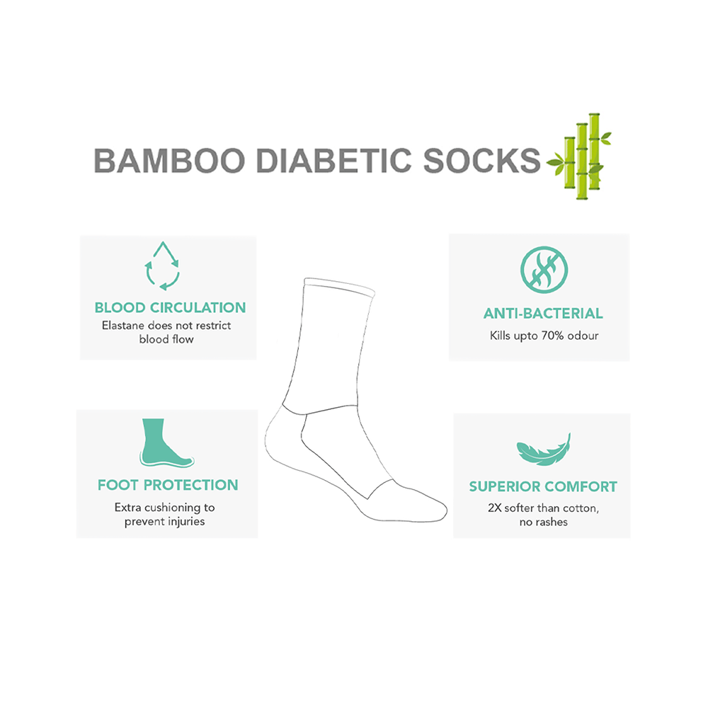 Heelium Diabetic Bamboo Socks Beige, Black Free Size - Image 4