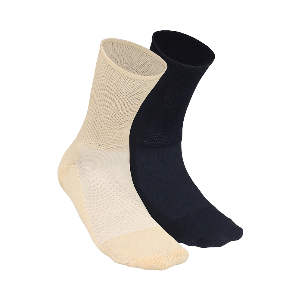 Heelium Diabetic Bamboo Socks Beige, Black Free Size - Image 1