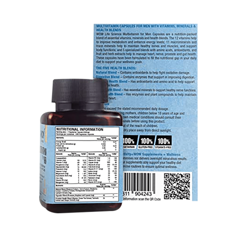 WOW Life Science Multivitamin for Men Vegetarian Capsule - Image 2
