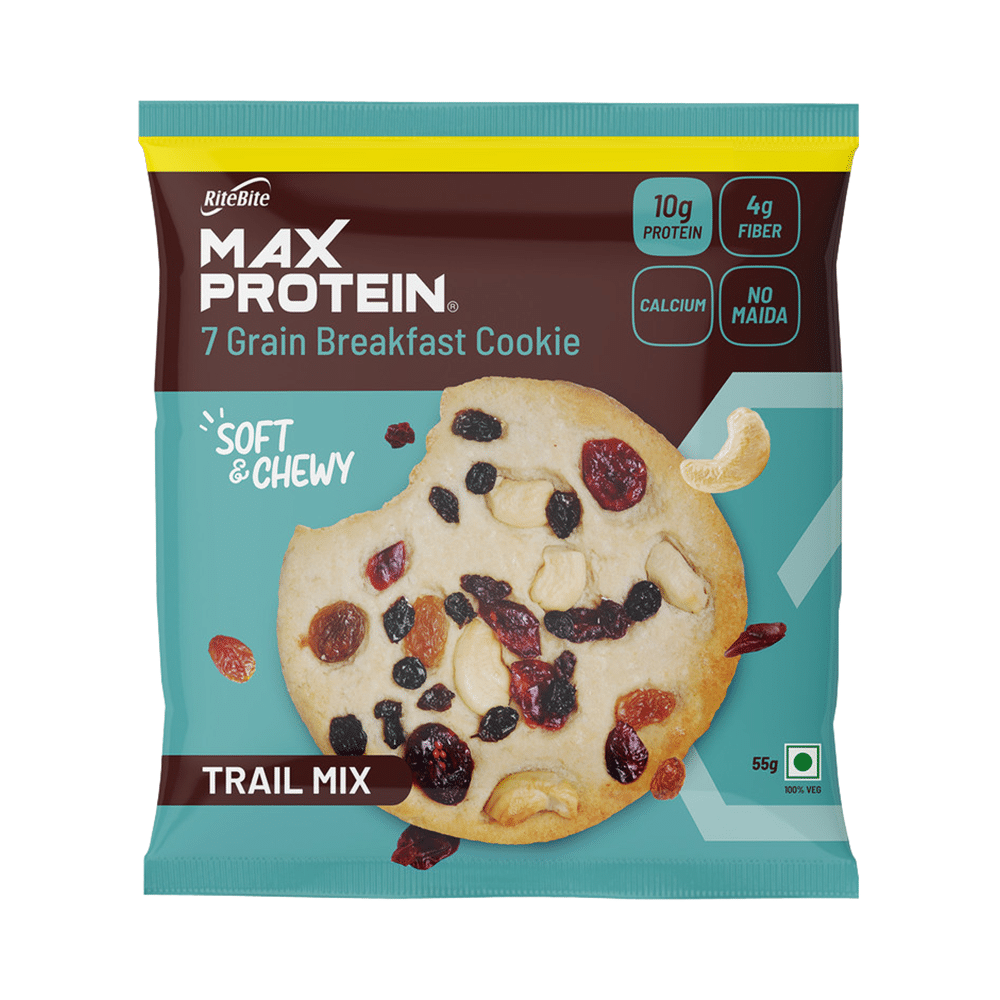 RiteBite Max Protein Cookie with 10g Protein and 4g Fiber (55gm Each) Trail Mix - Image 1