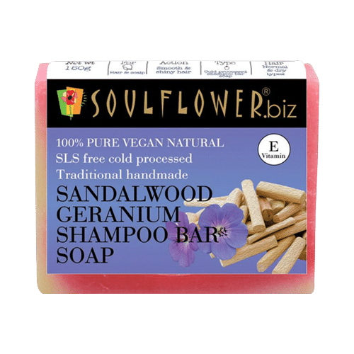 Soulflower Sandalwood Geranium Shampoo Bar Soap