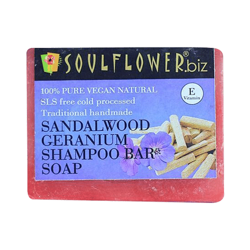 Soulflower Sandalwood Geranium Shampoo Bar Soap - Image 5
