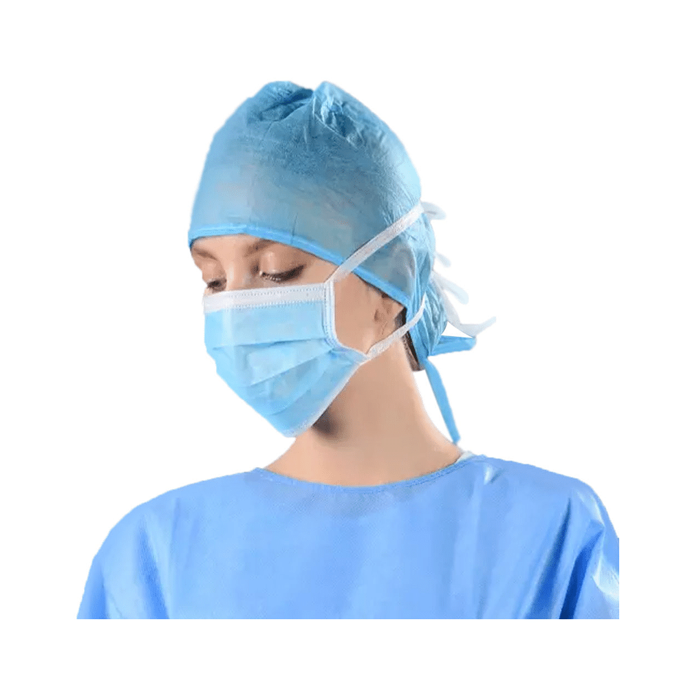 C Cure 3 Ply Tie On Face Mask Blue - Image 1