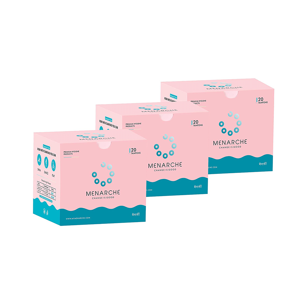 Menarche 100% Organic Cotton Tampons (20 Each) High Flow - Image 1