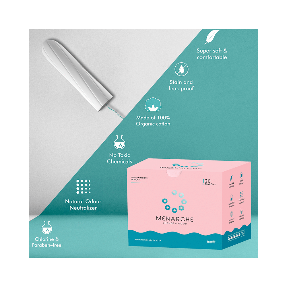 Menarche 100% Organic Cotton Tampons (20 Each) High Flow - Image 4