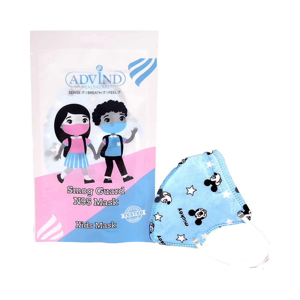 Advind Healthcare Smog Guard N95 Kids Mask without Valve for 4-12 Years Blue Mickey Mouse Design  & Pink Mushroom Design - Image 6