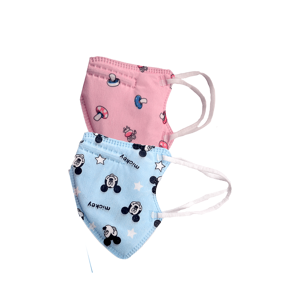 Advind Healthcare Smog Guard N95 Kids Mask without Valve for 4-12 Years Blue Mickey Mouse Design  & Pink Mushroom Design