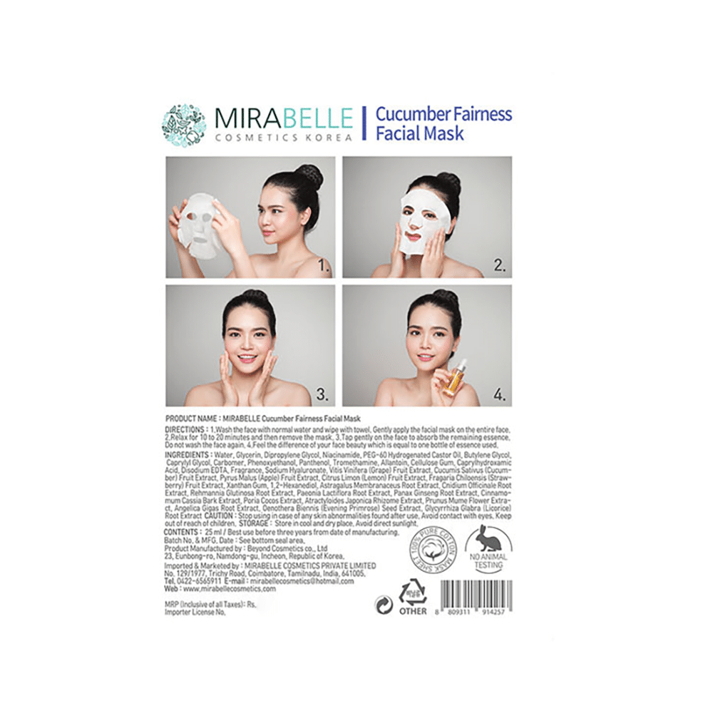 Mirabelle Cosmetics Korea Cucumber Fairness Facial Mask - Image 2