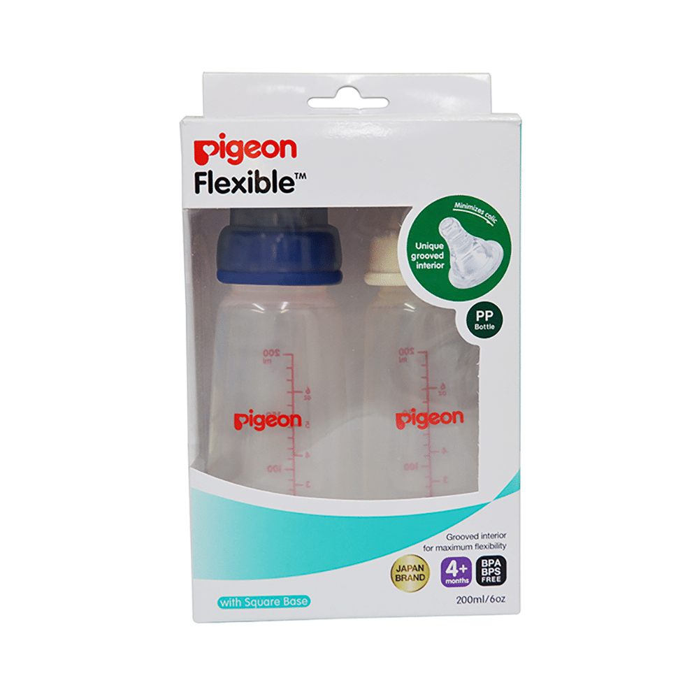 Pigeon Peristaltic Standard Neck Nursing Bottle Twin Pack Kpp with M-Type Nipple Medium Blue and White - Image 1