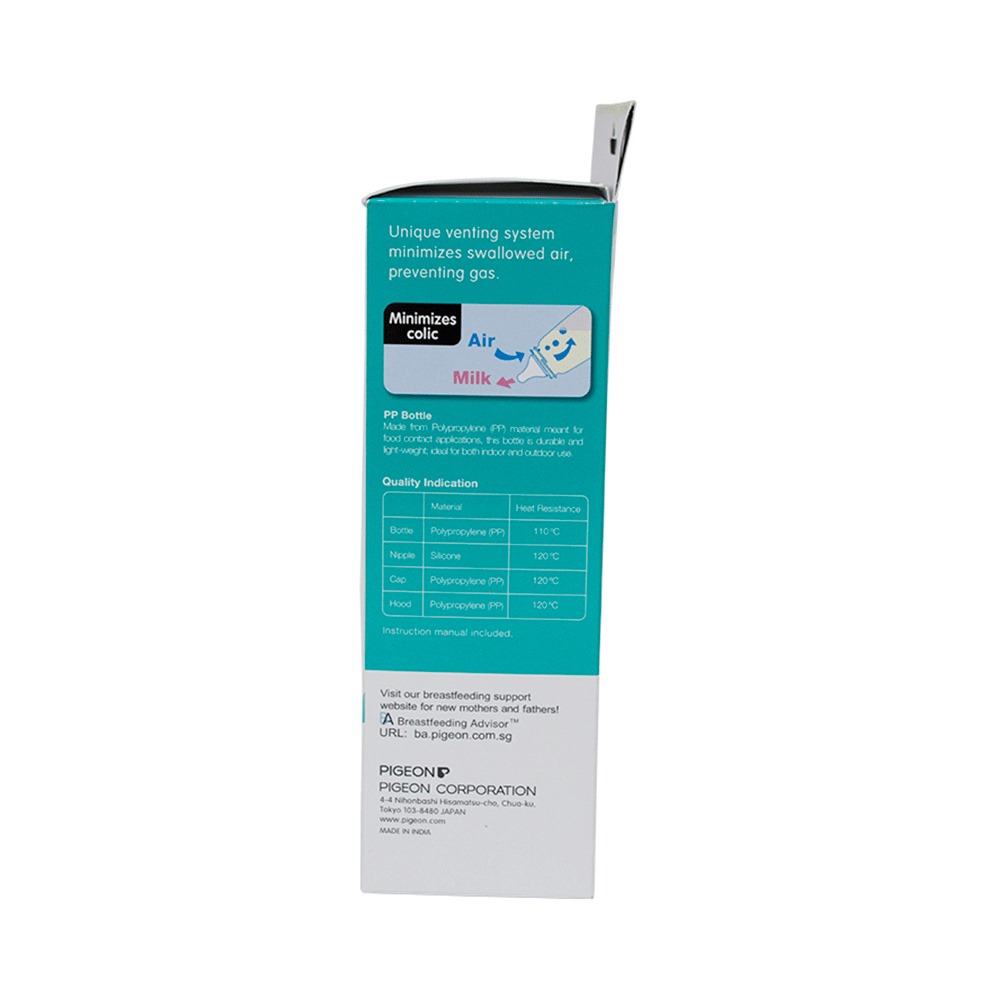 Pigeon Peristaltic Standard Neck Nursing Bottle Twin Pack Kpp with M-Type Nipple Medium Blue and White - Image 2