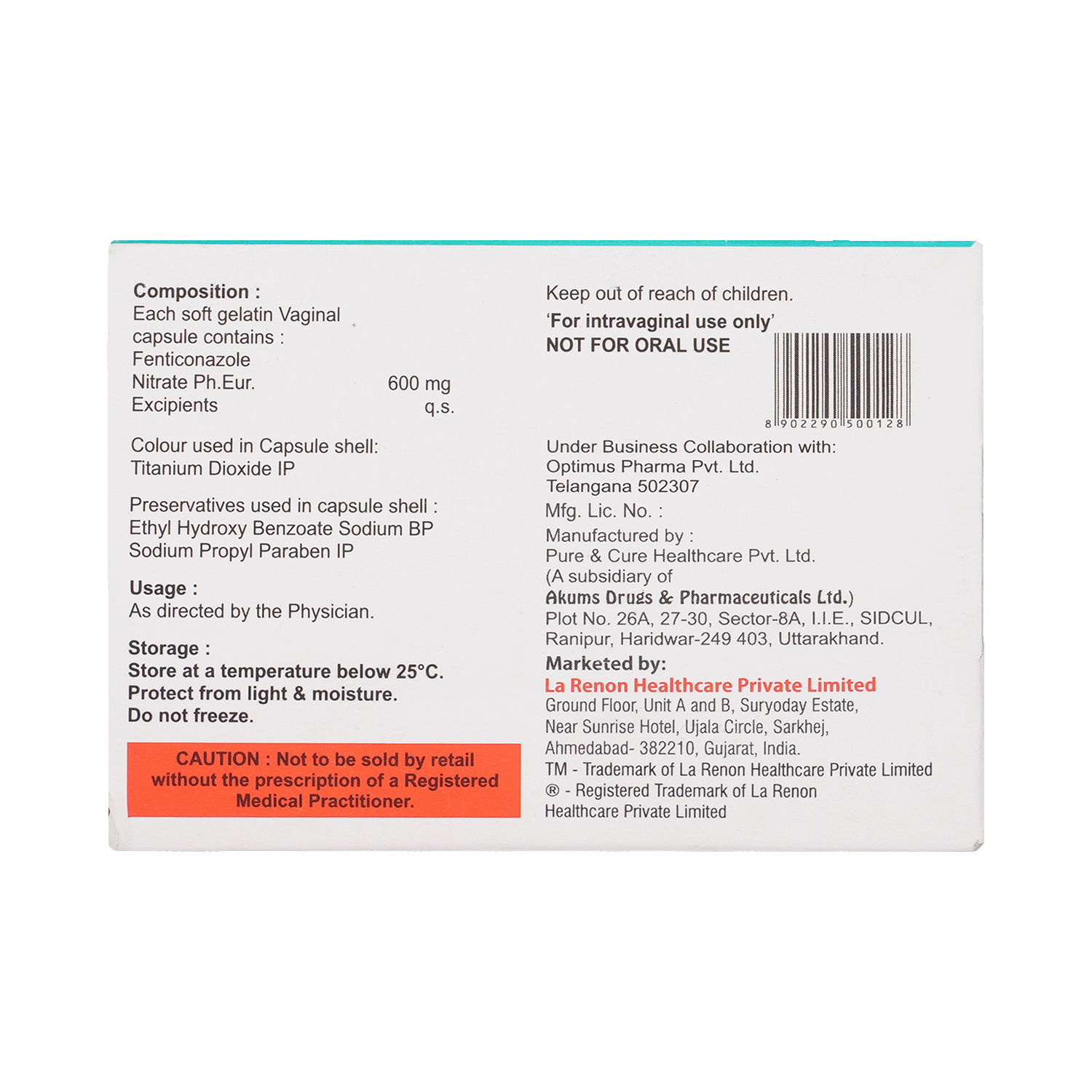 Fentigliv 600mg Vaginal Capsule - Image 3