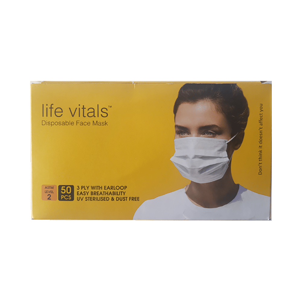 Life Vitals 3 Ply with Earloop Disposable Face Mask Free Size Yellow - Image 1