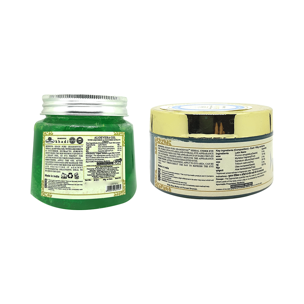 Khadi Pure Combo Pack of Herbal Under Eye Gel (50gm) and Herbal Aloevera Gel (200gm) - Image 2